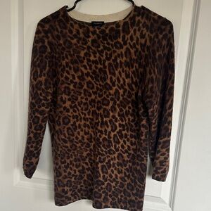 Talbots Animal Print  100 percent cashmere boat neck sweater